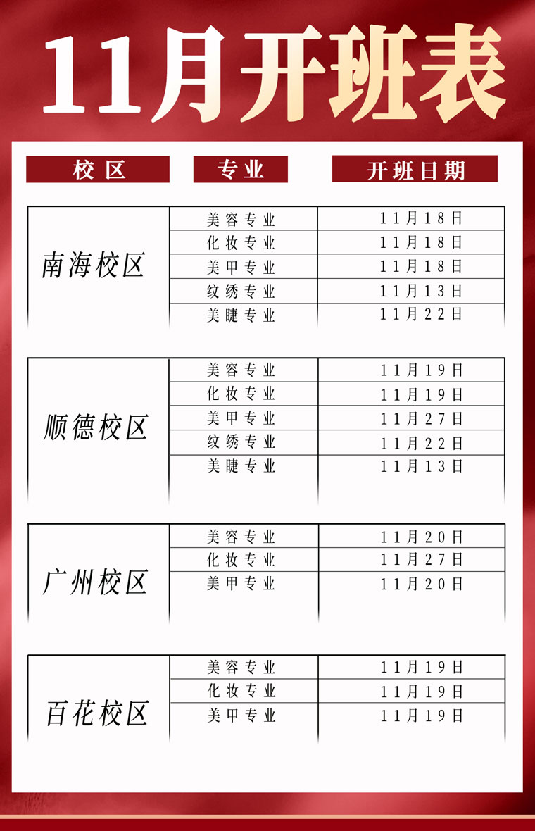 2024年11月份课程开班表